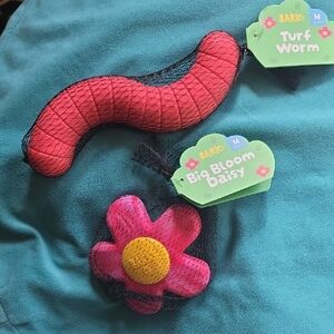 Bark Red Worm and Pink Flower Dog Toys